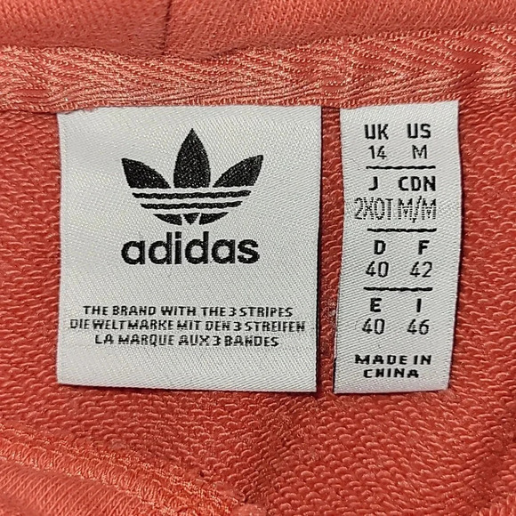 Women's medium Adidas croptop hoodie coral/salmon pink cozy yoga vibes LOT B12 - Picture 6 of 6